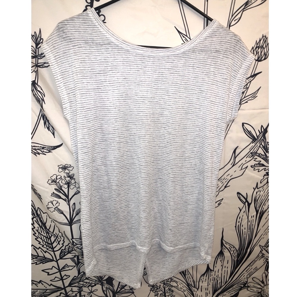 Athleta Grey stripped top with split back XS